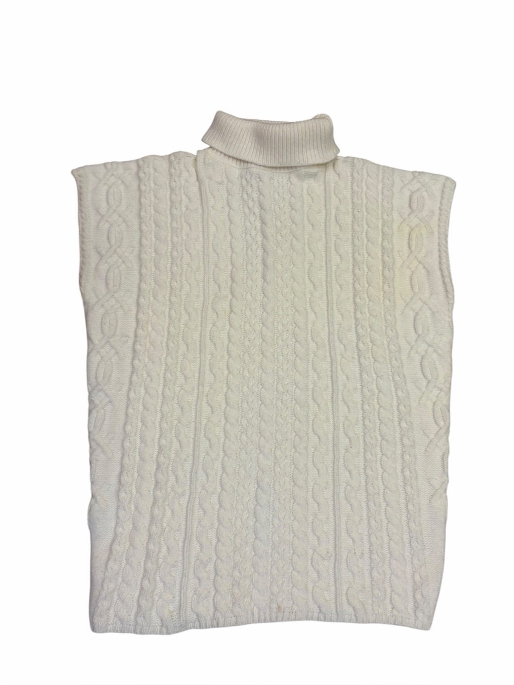 LULUS White Cable Knit Sleeveless Turtleneck Sweater Oversized